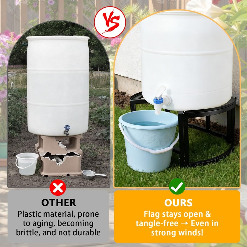 Stainless Steel Rain Barrel Stand - Fits 45/50/55 Gallon Tanks,