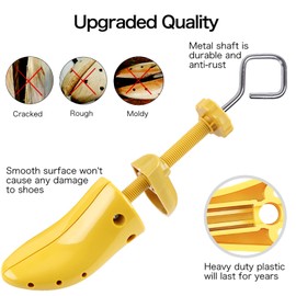 Shoe Stretcher Men, Pair of 4 way Adjustable Shoe Widener Exp&er to Stretch Length Width Height for Wide Feet, Tough Plastic Shoe Tree Shaper Bonus 12 Bunion Plugs, Large,For Men US Size 9.5 13