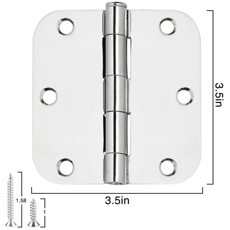 12 Pack Rounded Door Hinges 3.5 inch X 3-1/2" 5/8