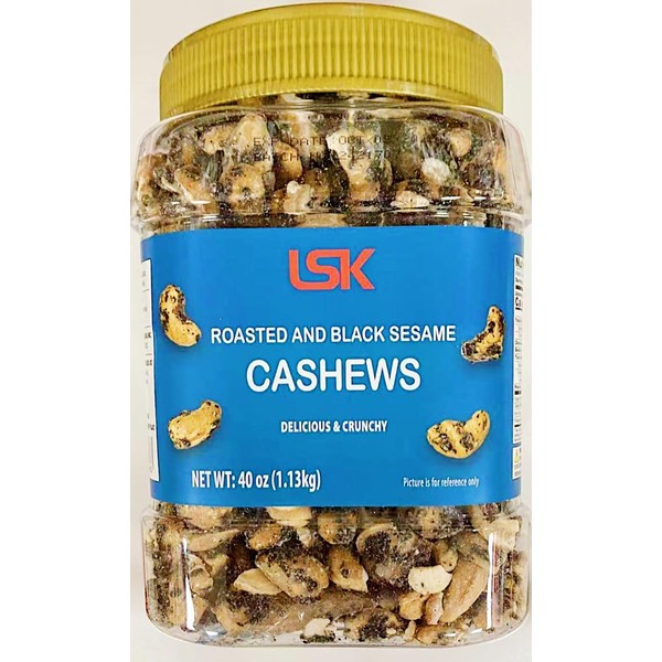 Roasted and Black Sesame Cashews, 40 oz