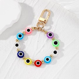 Fuqimanman2020 Colorful Evil Eye Beads Keychain Resin Blue Eye Bag Pendant Anti-Lost Accessories Suitable For Women Jewelry-colorful