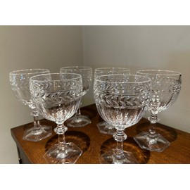 Villeroy Boch w/mark, Miss Desiree 2 Water Stems Laurel Wreath & Panels Glasses