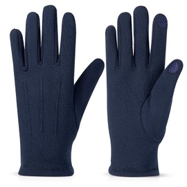 Beehow Women gloves thermal fleece lining touch screen ladies glove for cold weather driving cycling (Midnight Blue)