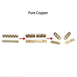 OVSAL Electric Guitar Brass Nut 42mm Height Adjustable Brass Roller Nut Guitar Nut 6 String Electric Guitar Replacement Parts