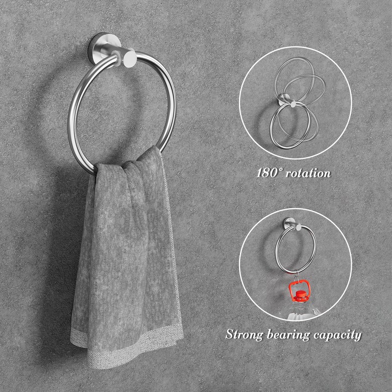 Round Brushed Nickel Bathroom Hardware: 8 Pieces Stainless Steel Bath