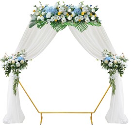 6.6 FT Hexagon Arch, Wedding Arch Hexagon Wedding Arches for Party Birthday Graduation Anniversary Baby Shower, Indoor Outdoor Backdrop Stand Decoration (Golden)