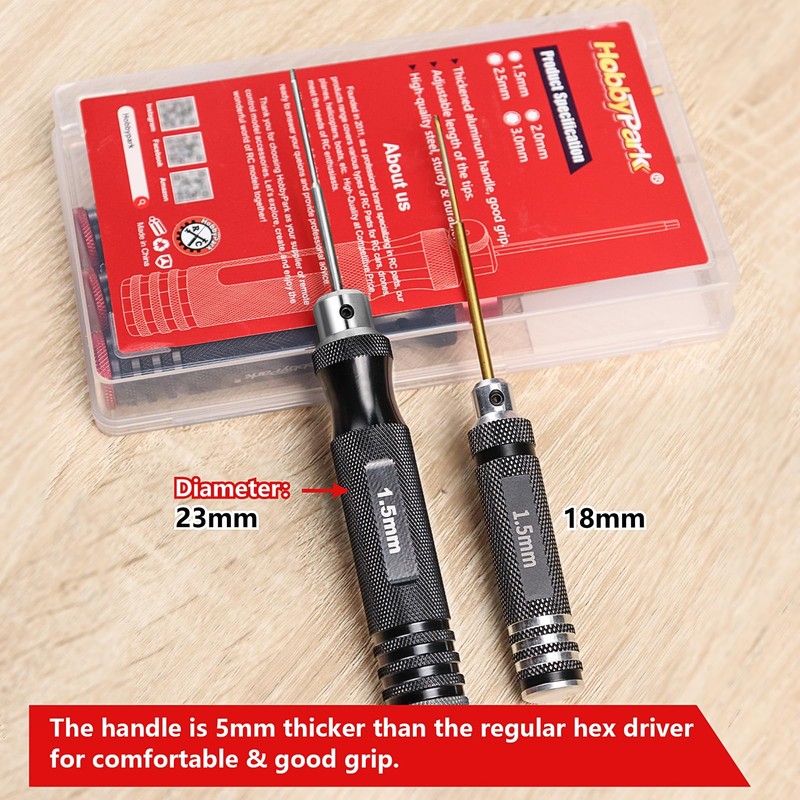 HobbyPark Hex Screwdriver Set 1.5mm 2.0mm 2.5mm 3.0mm Extended Thickened