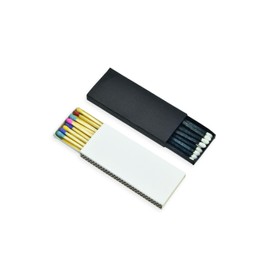 Chandler Studio 10 Boxes - Wooden Matchsticks in a Blank Matchbox with White/Black Matchboxes Colorful Tips (3" Matchboxes, 10 Boxes)