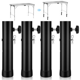 4pcs Folding Table Risers Folding Table Leg Extenders Levels Height Adjustable Risers Heavy Duty Steel Adjustable Foldings Riser for Sewing Room Puzzle Desk Straight/Bent Legs DIY & Back Pain Relief