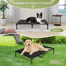 Elevated Dog Beds Large Sized Dogs, Cooling Raised Pet Cot Beds, Portable Lifted Camping Pet Bed with Washable Mesh, Durable Pets Hammock for Training, Non Slip, Easy to Clean, Black, L
