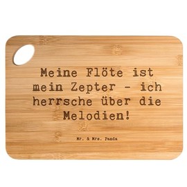 Mr. & Mrs. Panda Bamboo Chopping Board with Saying Flötenzauber - Gift, Flutist, Chopping Board, Professional Musician, Wooden Chopping Board, Wooden Board with Engraving