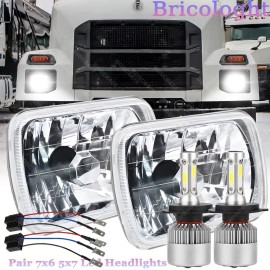 Bricologht 2PCS 120W 7x6" 5x7" LED Hi/Lo Beam Headlights for Mack MD7 CH CH600 MS300P Truck