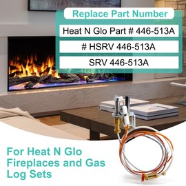 Hipoilk 446-513A Pilot Assembly Propane Gas (LP) for Heat N Glo Fireplaces and Gas Log Sets, Heat N Glo SL2000, 4000, 5000, 6000 Gas Fireplace Insert Replacement Parts with Thermopile