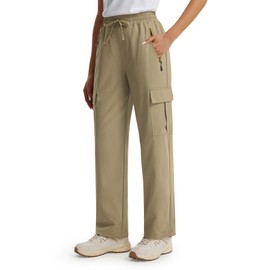 Libin Women's Hiking Cargo Pants 29" Lightweight Quick Dry Casual Work Tactical Safari Pants Water Resistant Outdoor Travel Camping Climbing Hunting Trendy Clothes, Dark Khaki XL