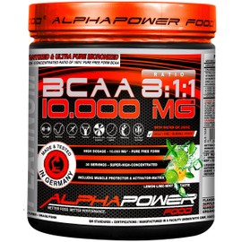 BCAA Powder Hochdosiert 8: 1: 1 Ratio, 10,000 mg * Platinum Standard Istantized Pure Micronized Flavored BCAA Amino Acids Matrix Instant BCAA Powder, Juicy Orange, (1 x 390g Tub Image 1) for 30 Applications, No Capsules, , ,