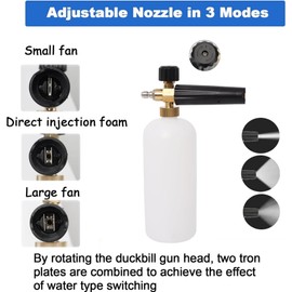 SNOKAY Foam Cannon Gun Kit with 1/4 Inch Quick Connector, Adjustable Soap Sprayer Nozzle, 1L Foam Bottle, and 5 Water Nozzle Tips (White)