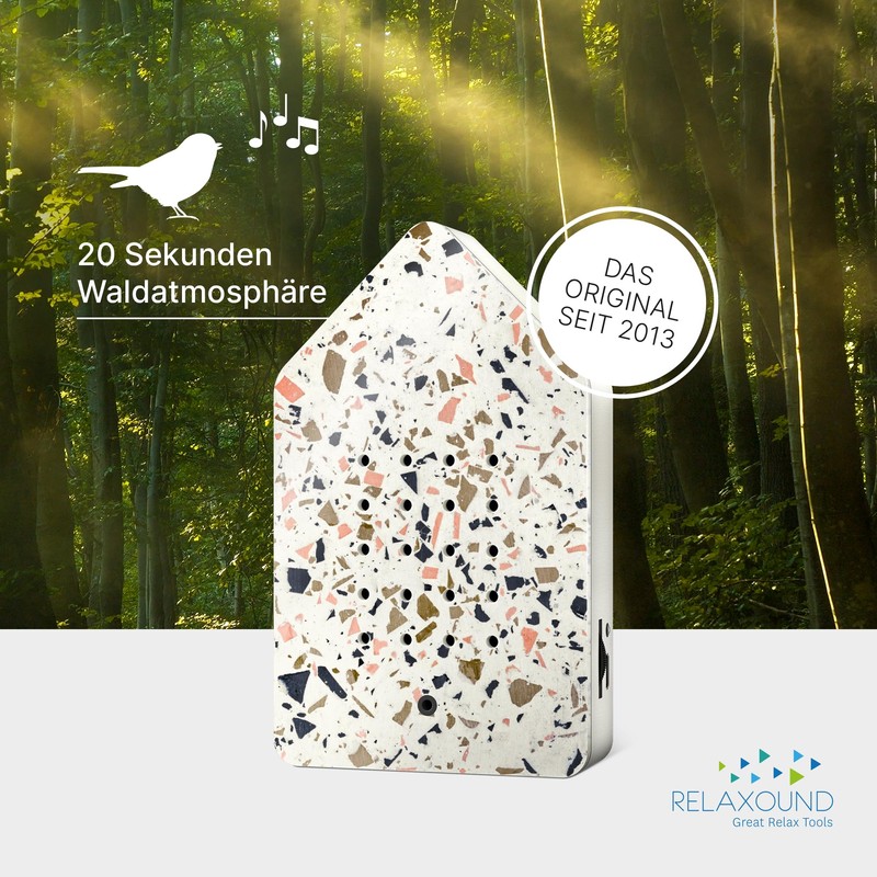 RELAXOUND Original Birdybox Toffee Terrazzo - Modern Bird Singing Box
