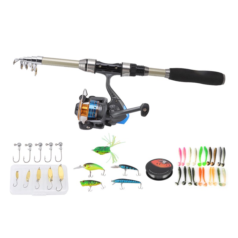Fishing Pole Kit Carbon Telescopic Portable Durable Lure Rod Set