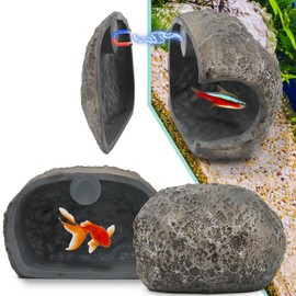Upgraded Magnetic Detachable Aquarium Hideaway Rock Cave to Check Your Aquatic Pets to Breed, Play and Rest Safe and Non-Toxic Resin Fish Tank Viewing Hideout Ornaments