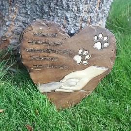 PET MEMORIAL GIFTS -Heart-shaped Brown Pet Dog Commemorative Tombstone, Ympathy Pet Dog Memorial Gift, Outdoor Lost GiftColor: Brown, Size: One Size