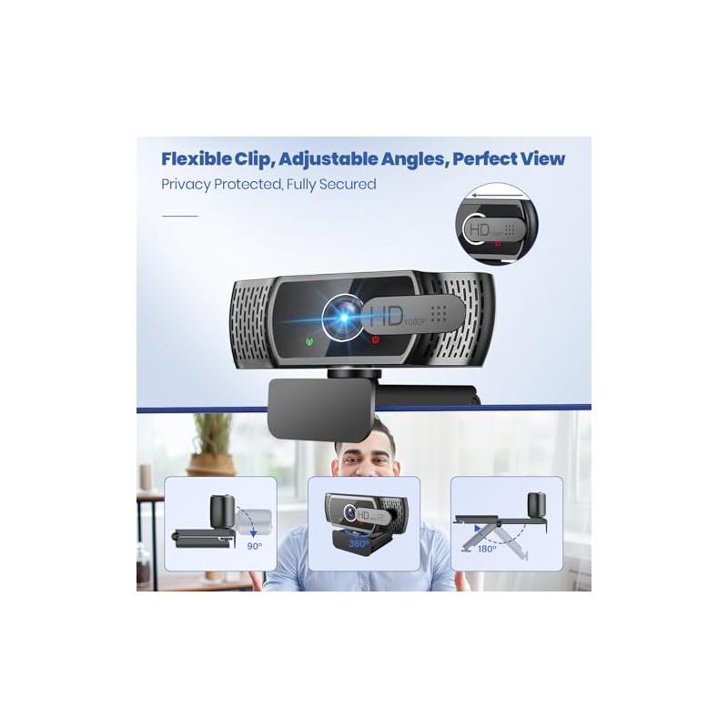 Samcorn Cámara Web con Micrófono 1080P HD USB, Transmisión en