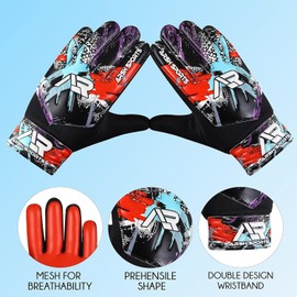 Arsh Sports Soccer Goalie Gloves, Football Goalkeeper Gloves for Kids Boys Children Youth Goalkeeping with 4mm Latex Finger Spine Protection (Red, Size 4 Suitable for 6-9 Years)
