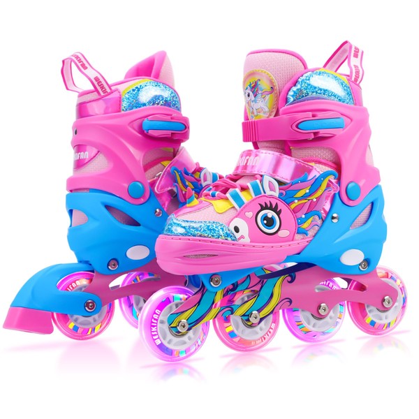Unicorn Kids Inline Skates for Girls Women,WESKIFAN Rainbow Blades Skates