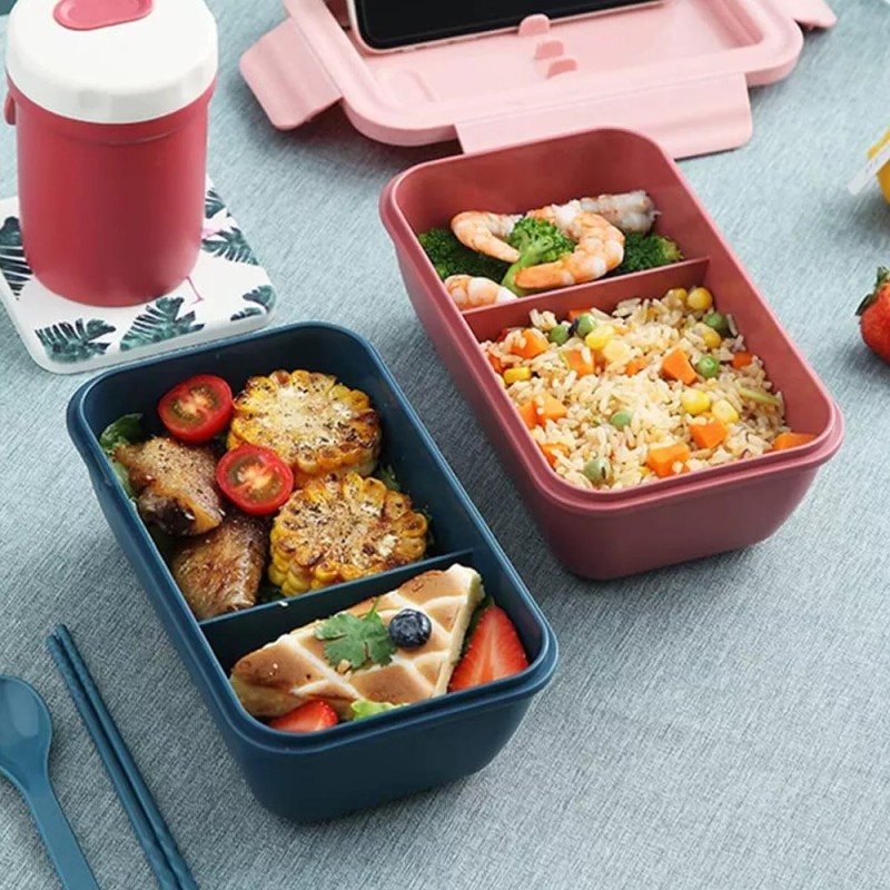 Maíz Contenedor Lonchera Box Lunch Divisiones Cubiertos Portatil