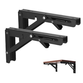 Vebetter Folding Console 200 mm, Pack of 2 Folding Console Heavy Duty Stainless Steel Folding Table Wall, Folding Shelf Brackets, Load Capacity 50 kg, for Space-Saving Home, Kitchen, Office, Folding