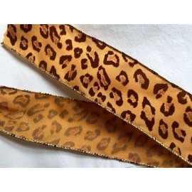 Unbranded Leopard 2.5" by 5 yd Glitter Felt on Sienna Wired Ribbon Christmas Valentine's