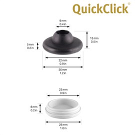 WAGNER QuickClick® Plastic glides chair glides I set of 4 to clip on I 4x base + 4x glide insert interchangeable - plastic HYPER - Ø 30 for Vitra chairs DSR DAR DKR - Made in DE - 16780100