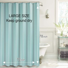 Simple&Opulence Solid Fabric Shower Curtain Liner with Hooks for Bathroom, Extra Long 72 x 78 inches Waterproof, Machine Washable, Hotel Quality Shower Curtain Set (Aqua)