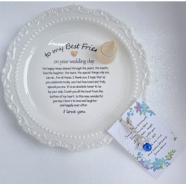 Something Blue for Bride Gift for Bride from Maid of Honor Best Friend, Wedding Gift to Bride from Bridesmaid, Bachelorette Gifts for Bride, Bridal Shower Gift, Ceramic Jewelry Tray, Ring Holder Tower