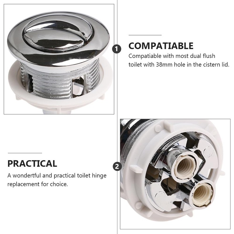 VILLCASE Toilet Flushing Press, 114 mm Silver Double Flushing Toilet