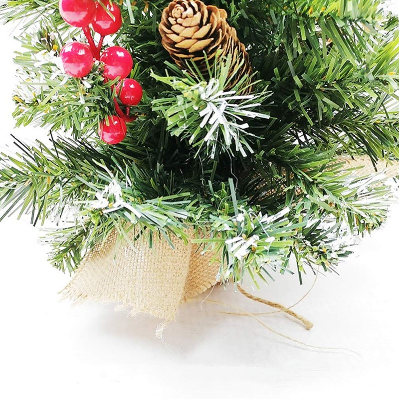 Tomaibaby 1Pc Pine Tree with Wood Base Mini Christmas Tree
