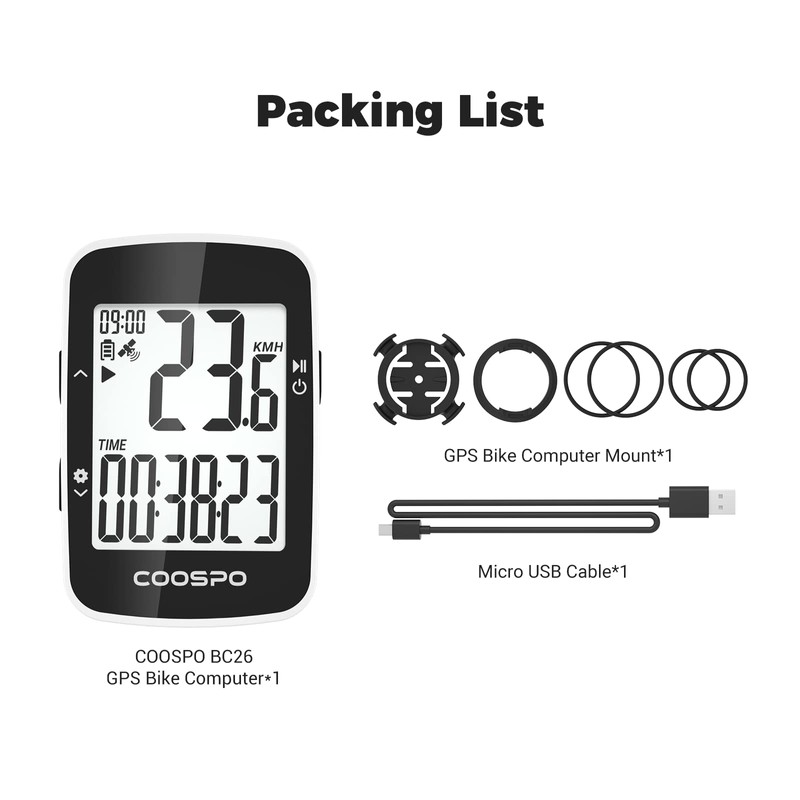 COOSPO Bike Computer Wireless,Cycling GPS Units Computer with IPX7,Bicycle Speedometer