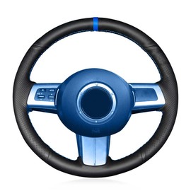 USHTIGER Car Steering Wheel Cover for 2008 Mazda MX-5 Miata Sport 2010 2006 MX5 Grand Touring 2007 Manual 2012 6spd NC 2005 RX-8 2009 CX-7 DIY Hand Sewn Black Microfiber Leather