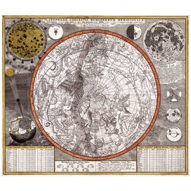 Antiguos Maps - Astrological Map of The Constellations Circa 1709 - Measures 24 in x 28 in (610 mm x 711 mm)