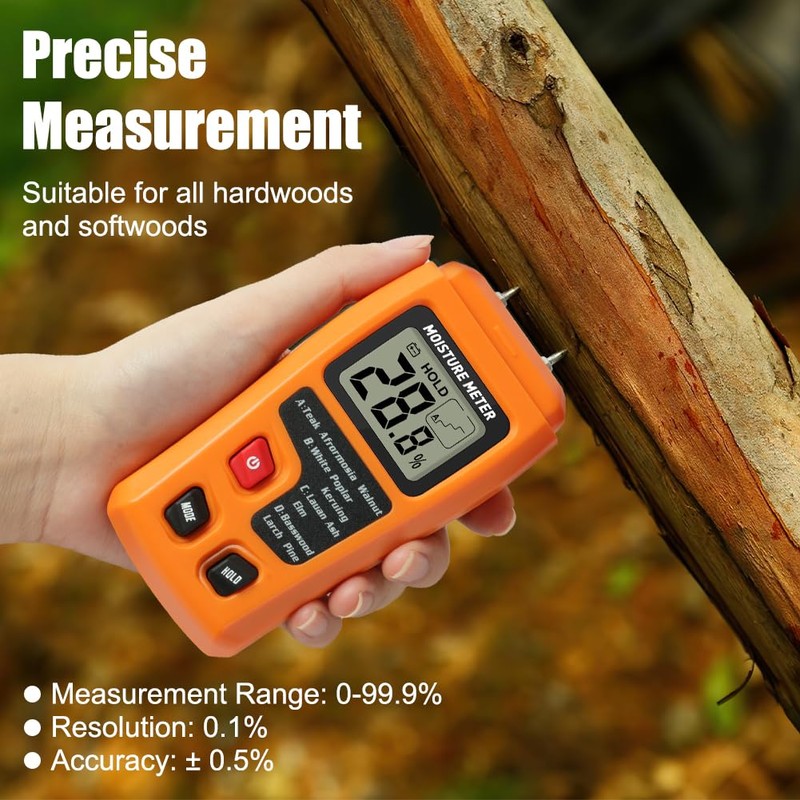 Flintronic Digital Moisture Meter, Damp Meter for Wood, Moisture Detector