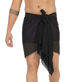 LA LEELA Men's Sarong Casual Pareo Summer Wrap One Size Coal Solid