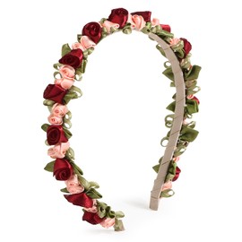 BOOMTOP Flower Headband Dirndl Hair Band Red Roses Costume Hair Accessories Flowers Hair Wreath Flower Wreath Hair Flower Headband Women Girls Headpiece for Wedding Carnival Theme Party