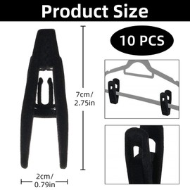 10 PCS Hangers Clips, Non-Slip Removable Clothes Clips, Strong Finger Clips, Flocked Clothes Clips for Towel Coat Pants Skirt Hanger (Black)