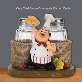 QANYEGN Cute Chef Statue Salt and Pepper Bottle Holder, Adorable Resin Crafts, Unique Ornaments for Home Decor and Kitchen(B款)
