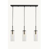 Kenroy Home Caulford Collection Ribbed Glass 3-Light Black Metal Island