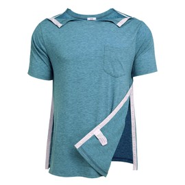 Deyeek Men's Comfy After Surgery Clothes Adaptive Clothing Side Snap Chemo Shirts for Port Access