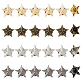 SUPERFINDINGS Pack of 24 4 Colours Star Badge Lapel Pin Alloy Veterans Day Star Pins Bulk 5 Point Star Badge Platinum Military Award Pins July Memorial Day Stars Brooches, Metal