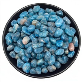 SigMntun Polished Blue Apatite Crystal Chips 200 Pcs - 0.3" 10 oz Tumbled Stone Chips Crushed Sea Glass Stones Healing Reiki Crystal Making Home Decoration