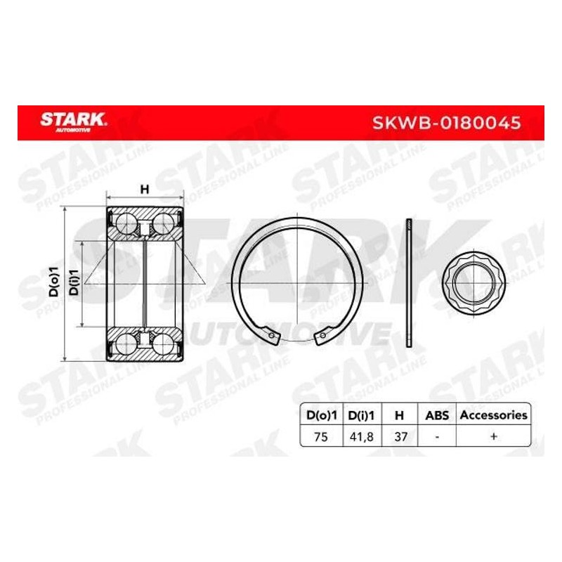 STARK SKWB-0180045 Wheel Bearing Kit Wheel Bearing & Wheel Bearing