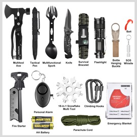 Gifts for Men Dad Husband Fathers Day, Survival Gear and Equipment kit 21 in 1, Professional Cool Gadgets Stuff Tactical Tool, Gift Ideas for Him Son Daughter Emergency Hunting Outdoors Camping Hiking