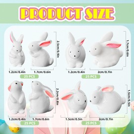 Srmayyi 100Pcs Bunny Miniature Figurines,Easter Rabbit Figurines Bulk,Mini Resin Rabbit Figurine,Easter Egg Fillers Fairy Garden Landscape Dollhouses Decor